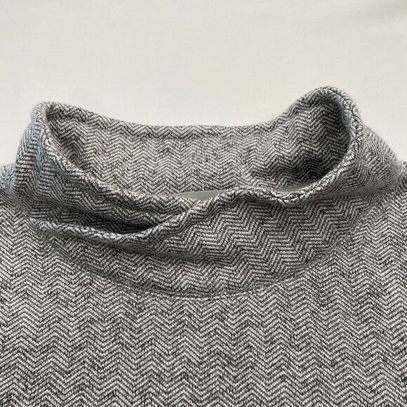 Lands End Fleece Tunic Sweater Sweatshirt Cowl Neck Womens 1X Gray Herringbone - Picture 2 of 10